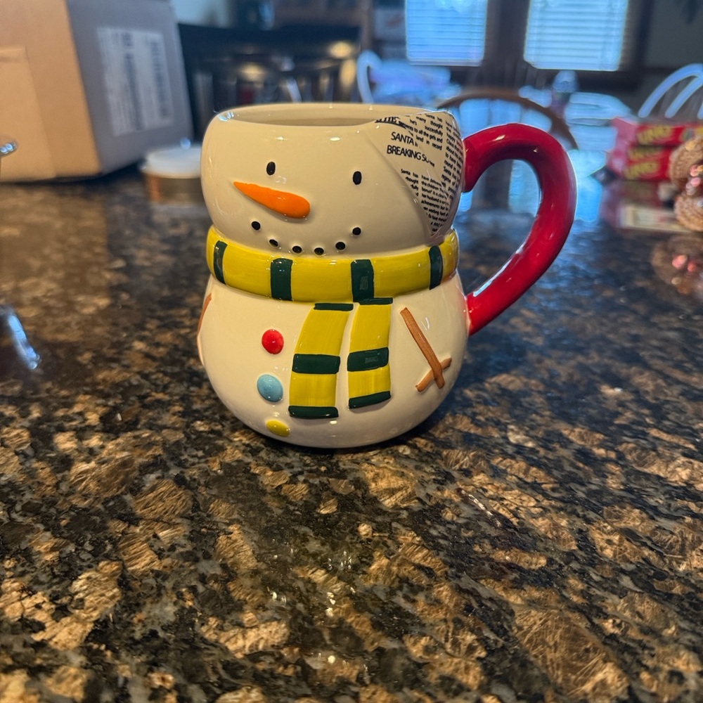 Set of 4 Sur La Table Snowman Mug with Red Handle